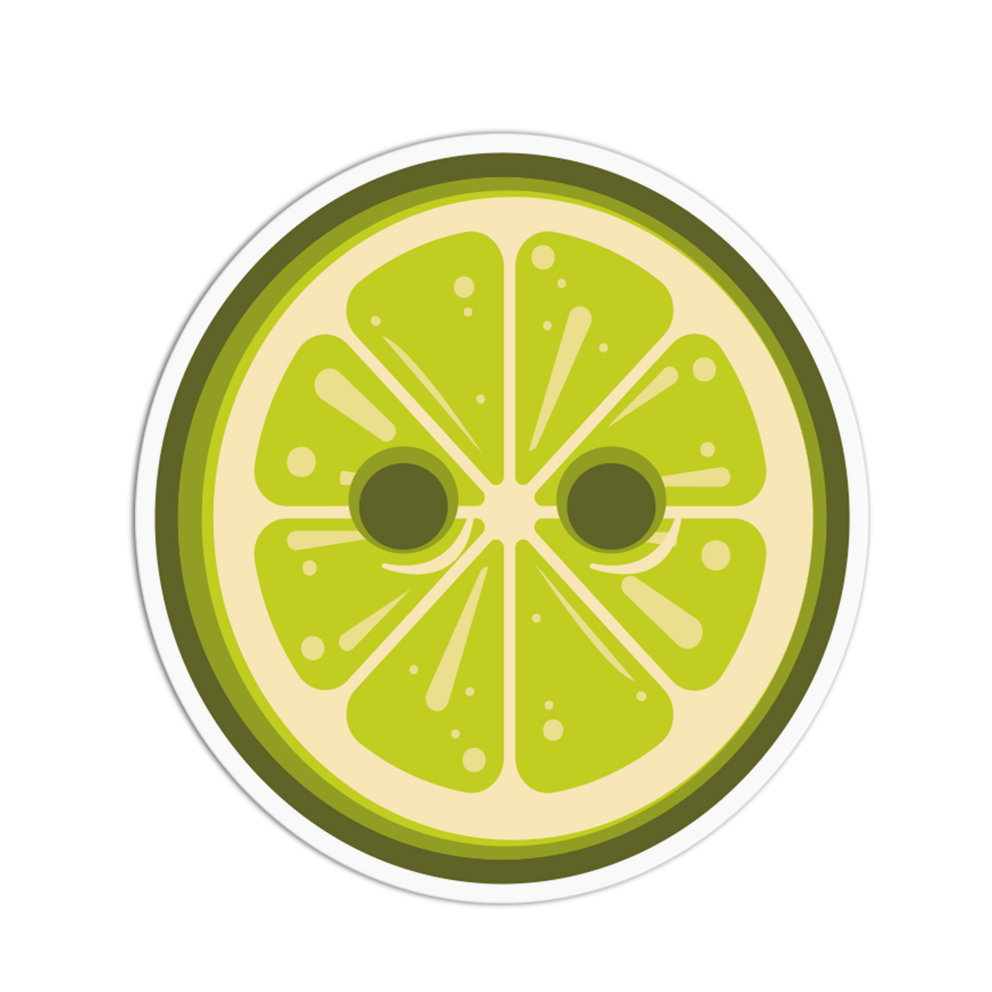 Circular sticker with a lime slice design on a white background