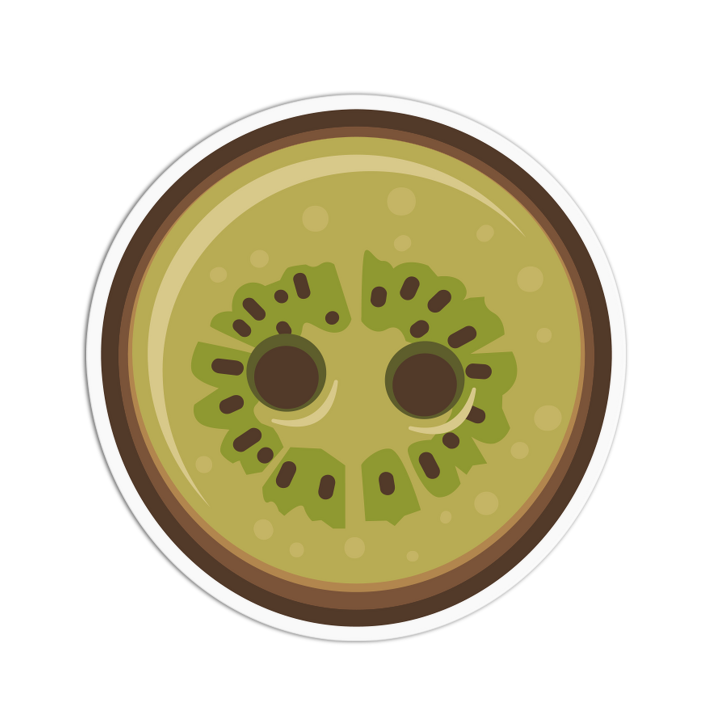 Illustration of a kiwi fruit slice on a white background