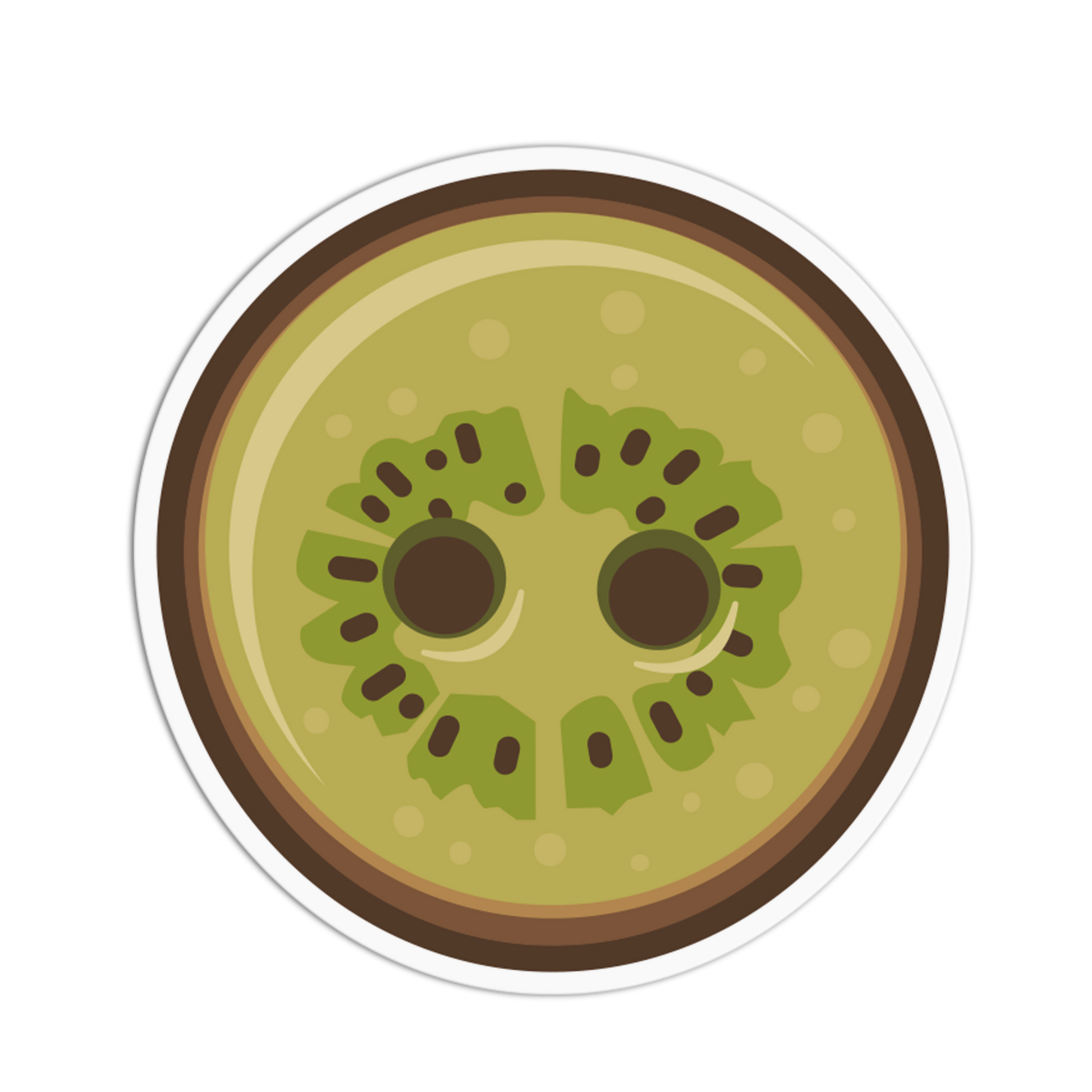 Illustration of a kiwi fruit slice on a white background