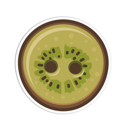 Illustration of a kiwi fruit slice on a white background