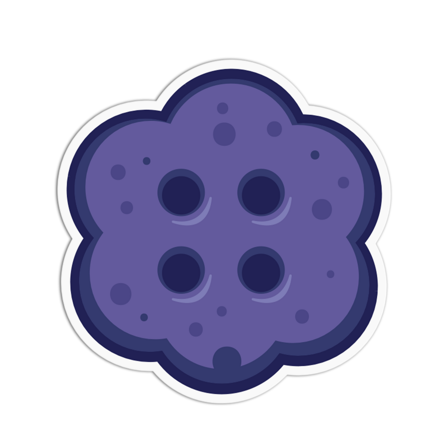 Stylized purple cookie with white border on a transparent background