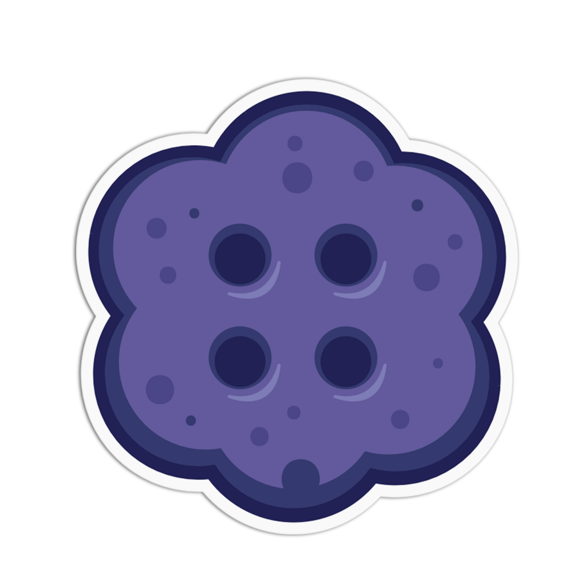 Stylized purple cookie with white border on a transparent background