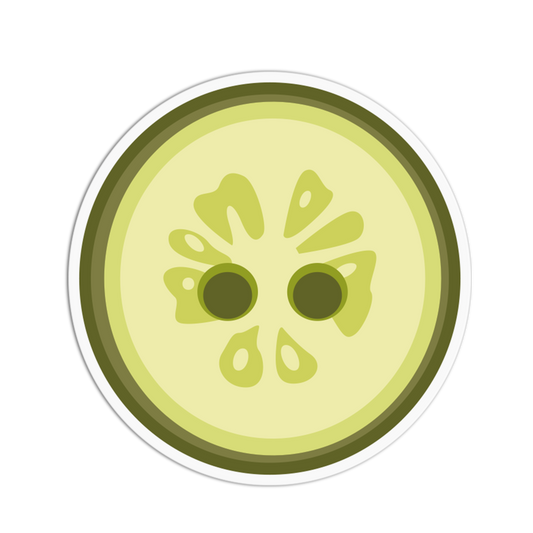 Circular green icon with a stylized face design on a transparent background