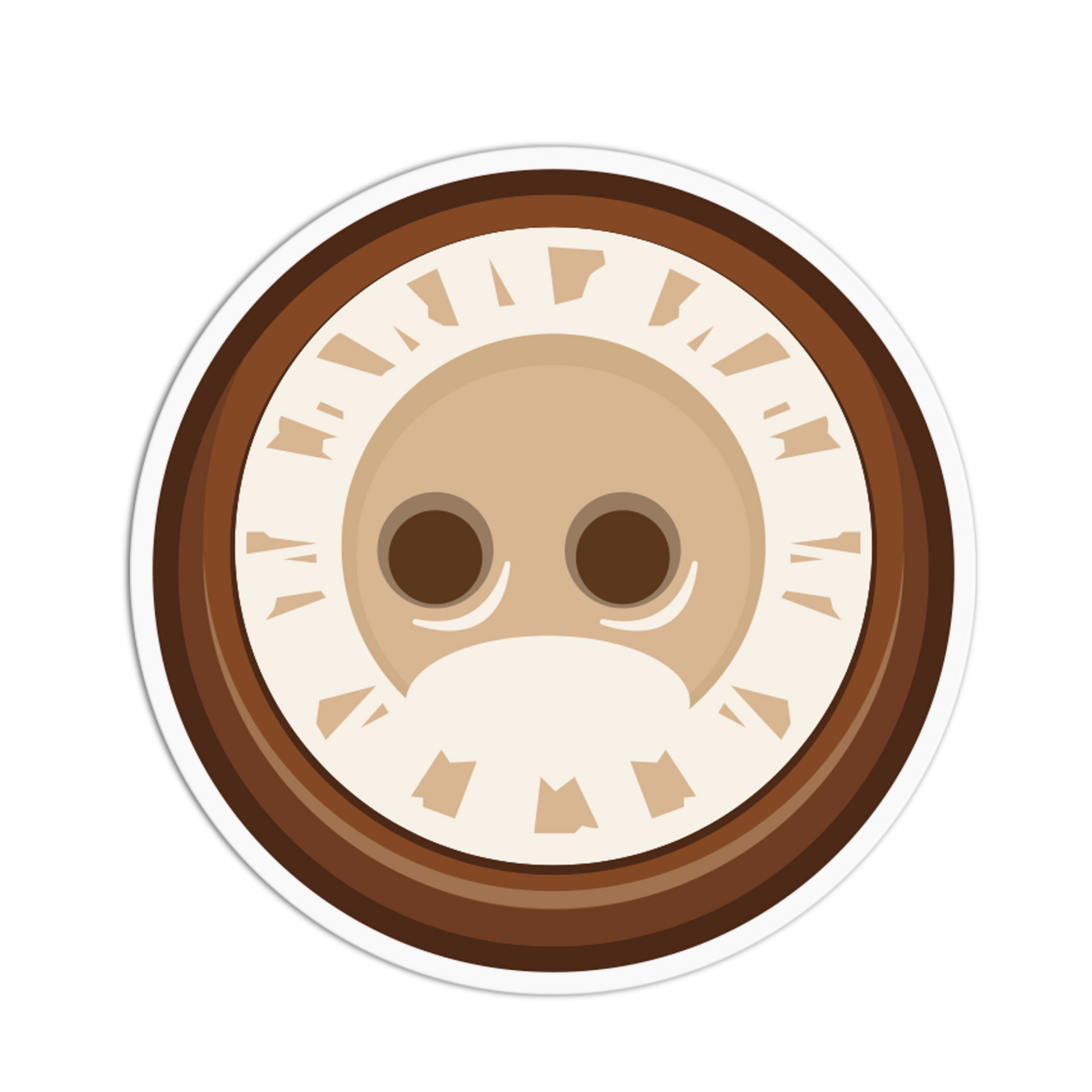 Illustration of a clock with a face on a white background