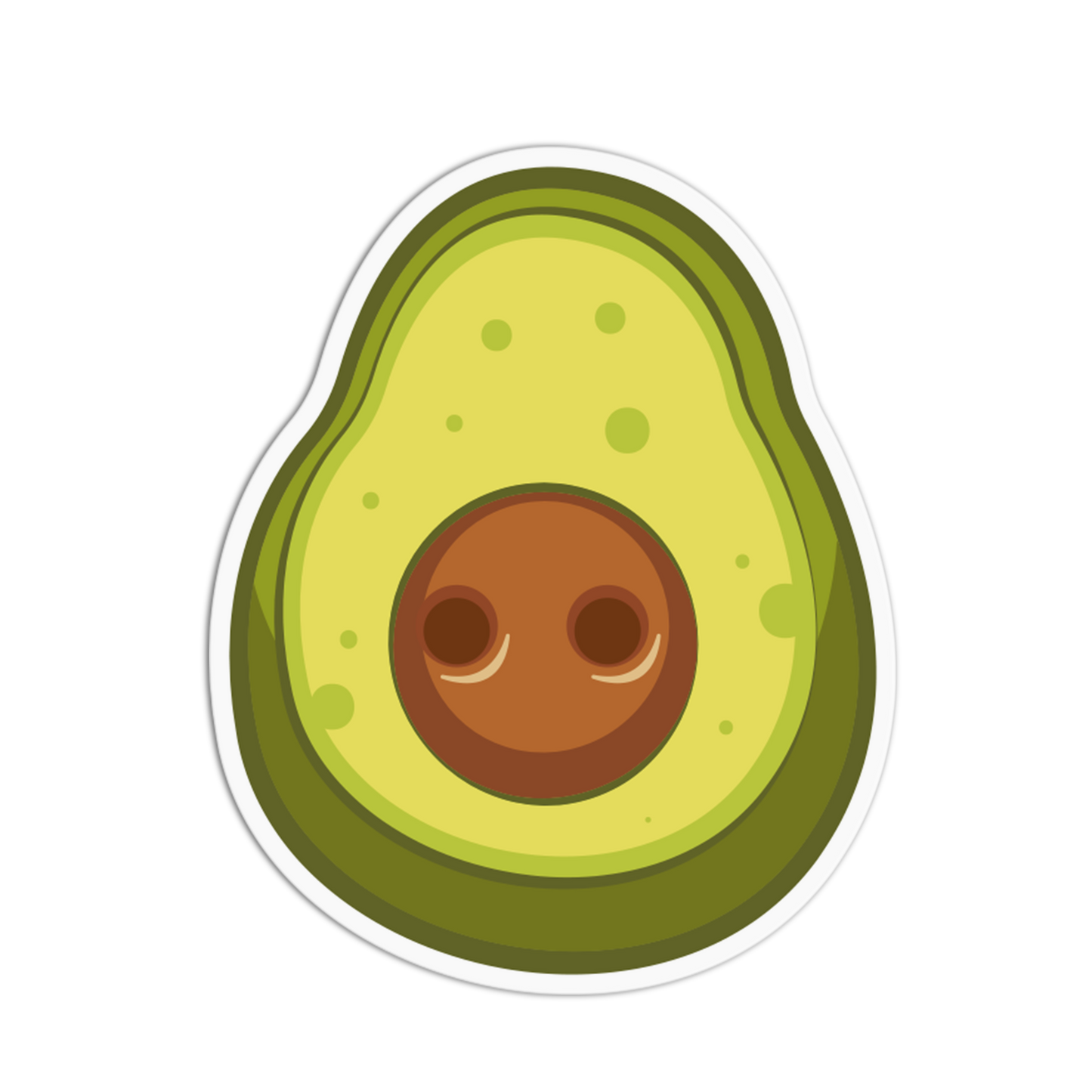 Cartoon avocado with a face on a white background
