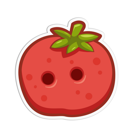 Cartoon strawberry with a green leaf on a transparent background