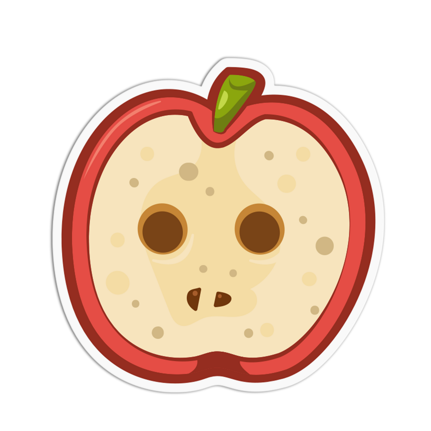 Cartoon apple with a face on a transparent background