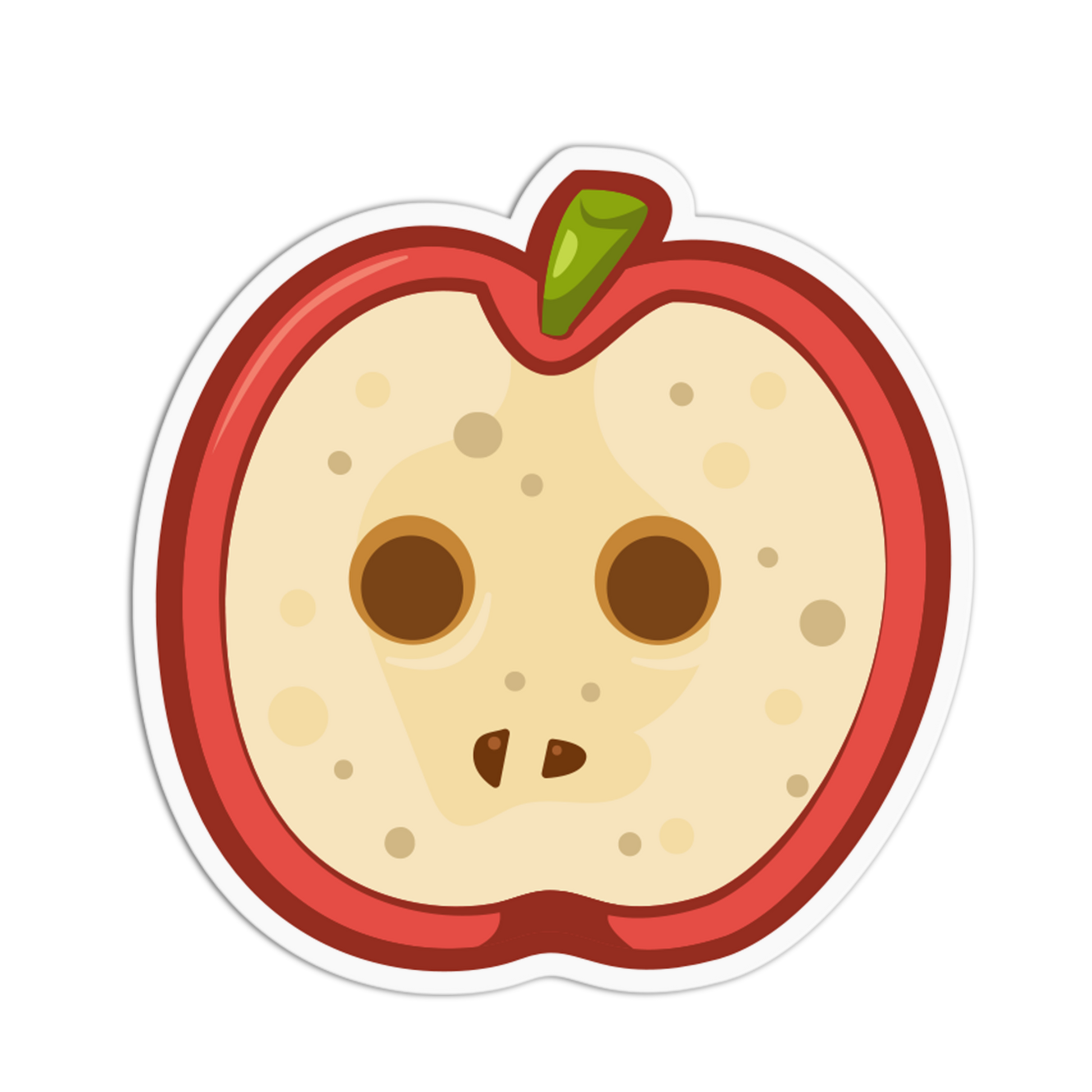 Cartoon apple with a face on a transparent background