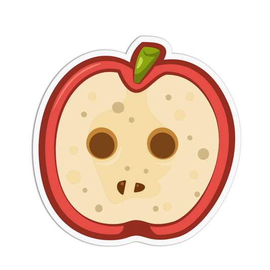 Cartoon apple with a face on a transparent background
