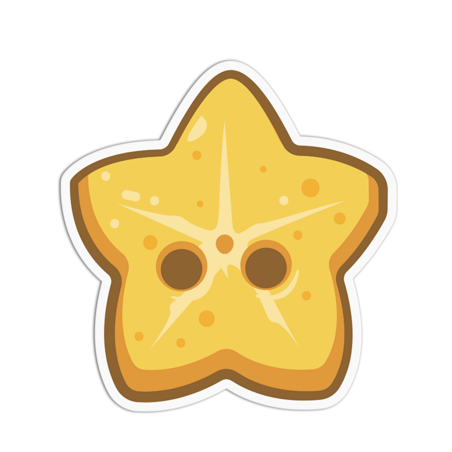 Star-shaped cookie with a yellow face on a white background