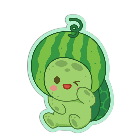 Cute Winking Watermelon Fruit Turtle Sticker