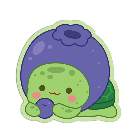 Cute Blueberry Hugging Fruit Turtle Sticker