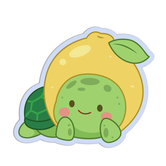 Smiling Comfy Lemon Fruit Turtle Sticker