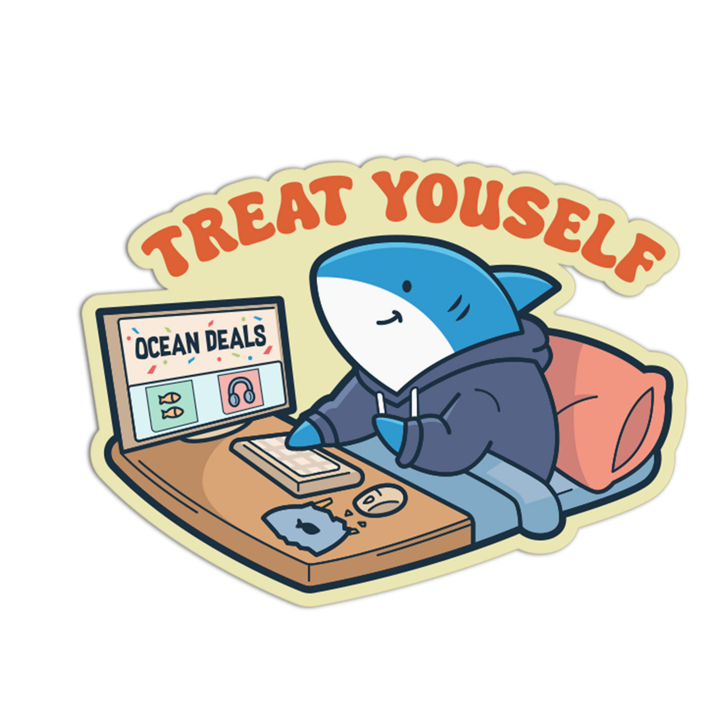 Treat Youself - Funny Shark Sticker