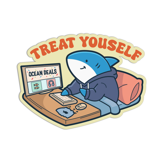 Treat Youself - Funny Shark Sticker