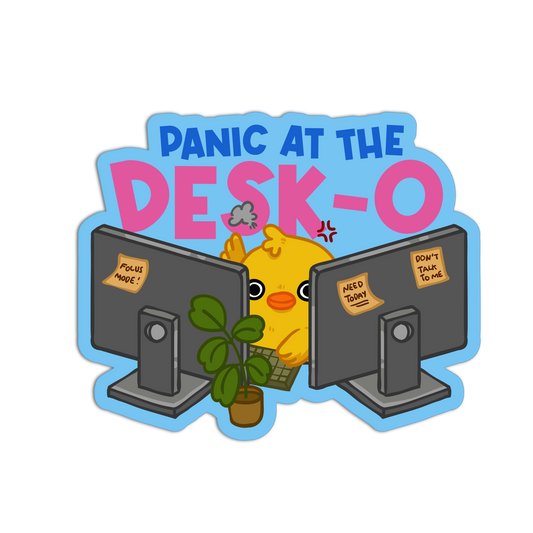 Panic at the Desk-O Funny Sticker