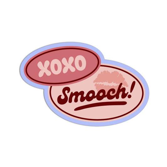 Lip balm with 'XOXO Smooch!' text on a white background
