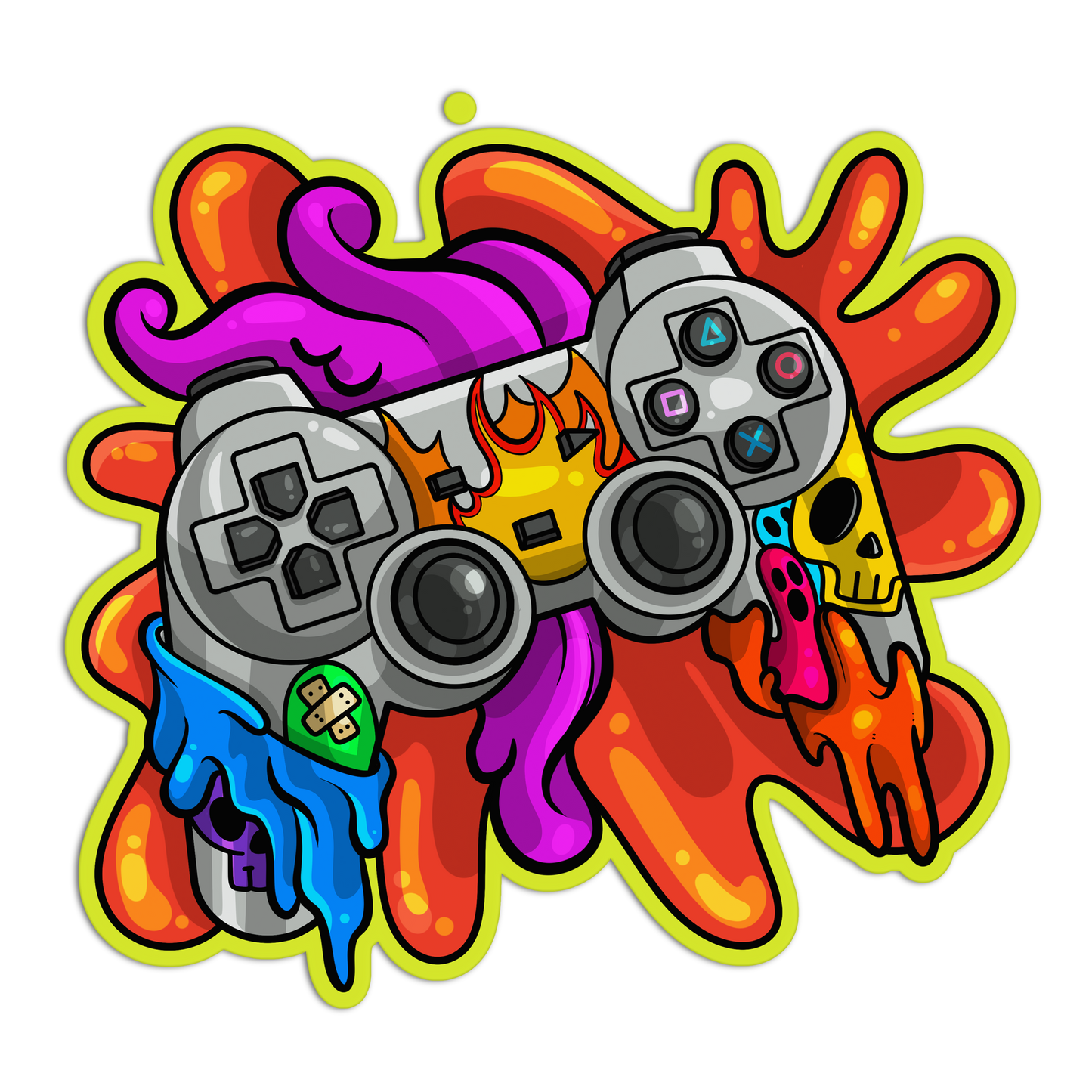 Fire-Heart Controller Gamer Stickers