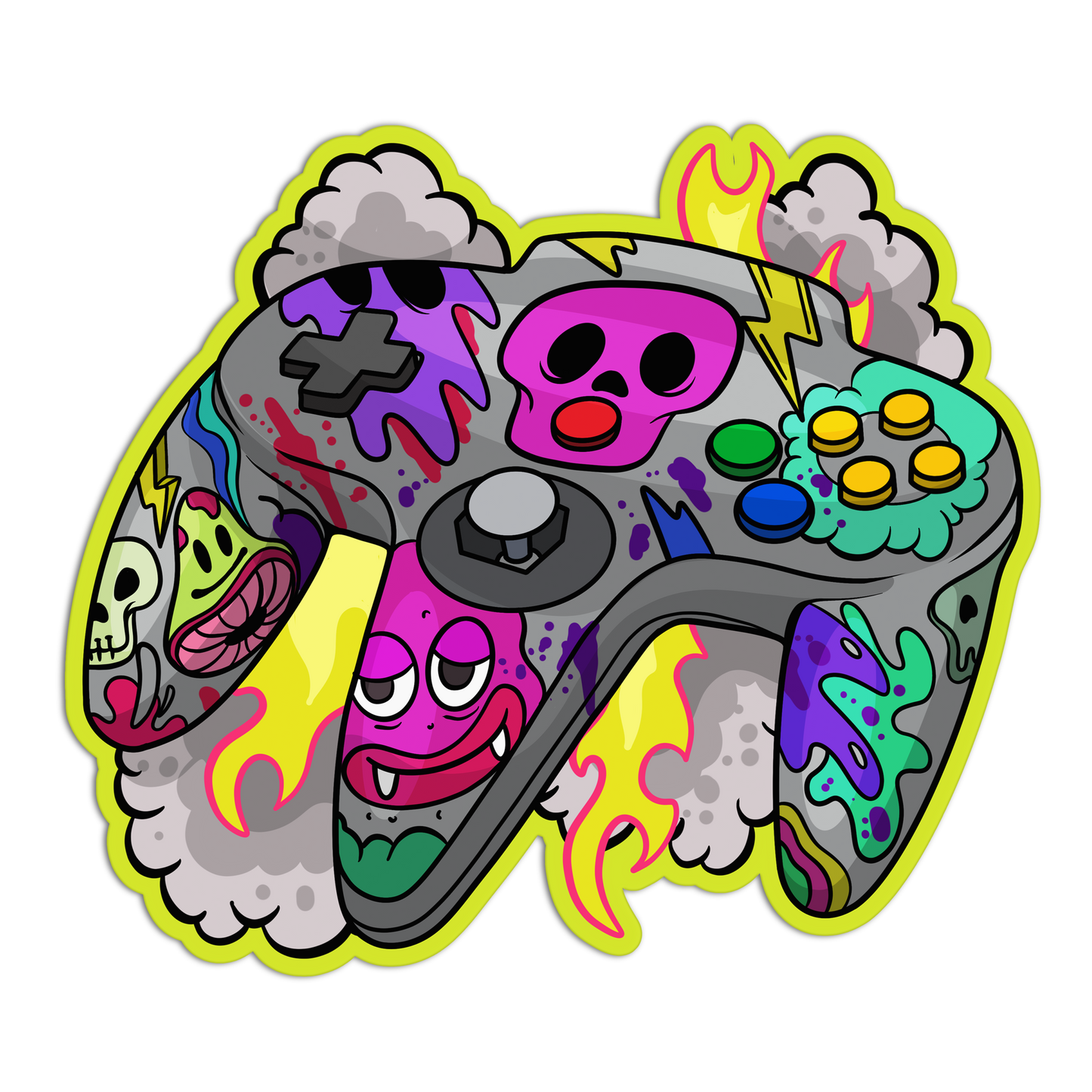 Burning Retro-Trident Gamer Stickers