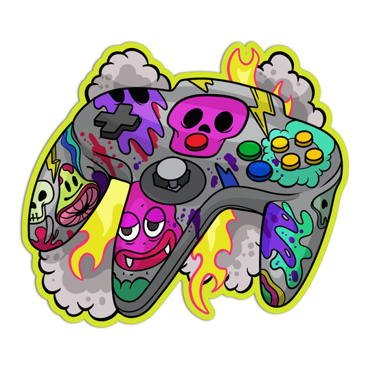 Burning Retro-Trident Gamer Stickers