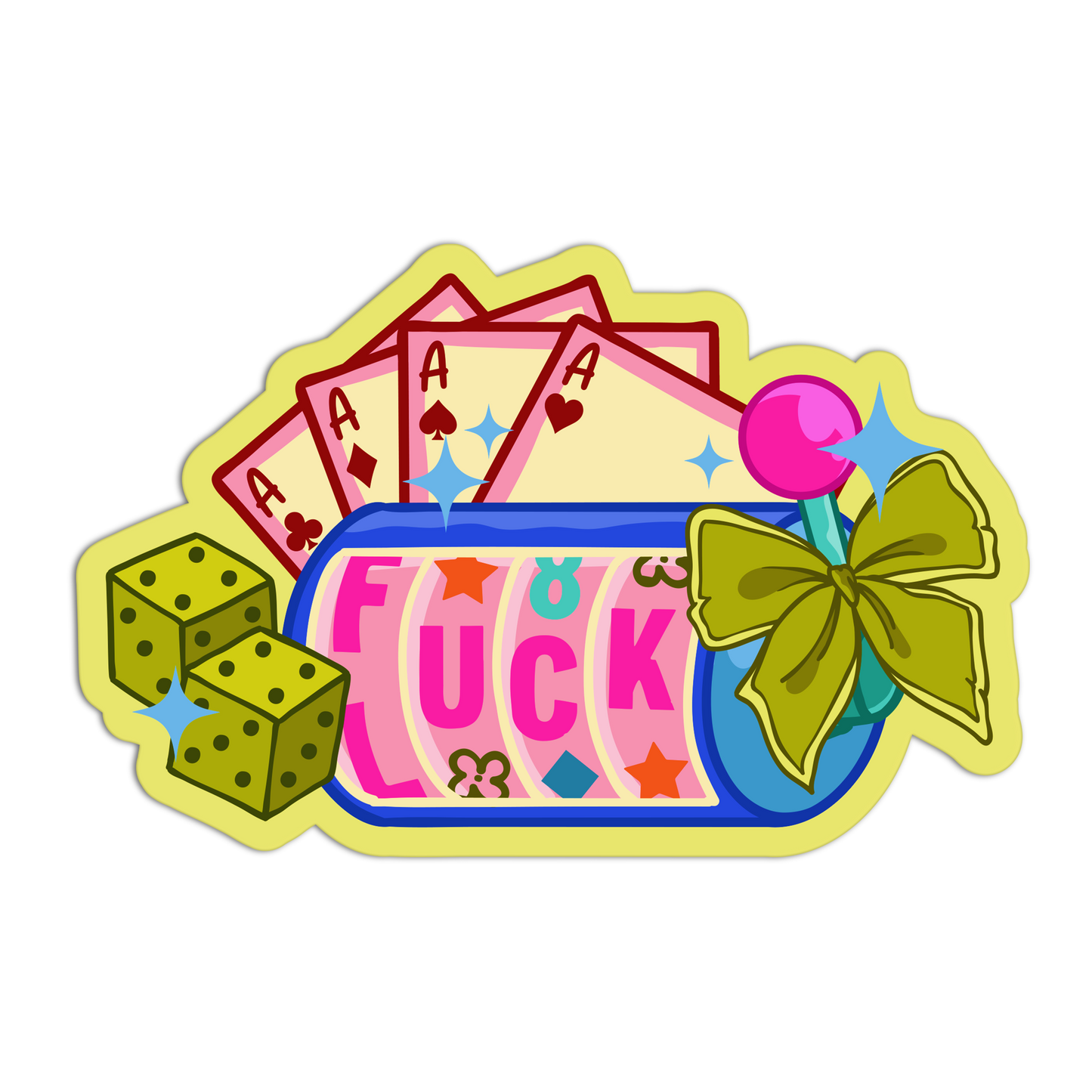 Lucky Bow Jackpot Girlie Gambling Stickers