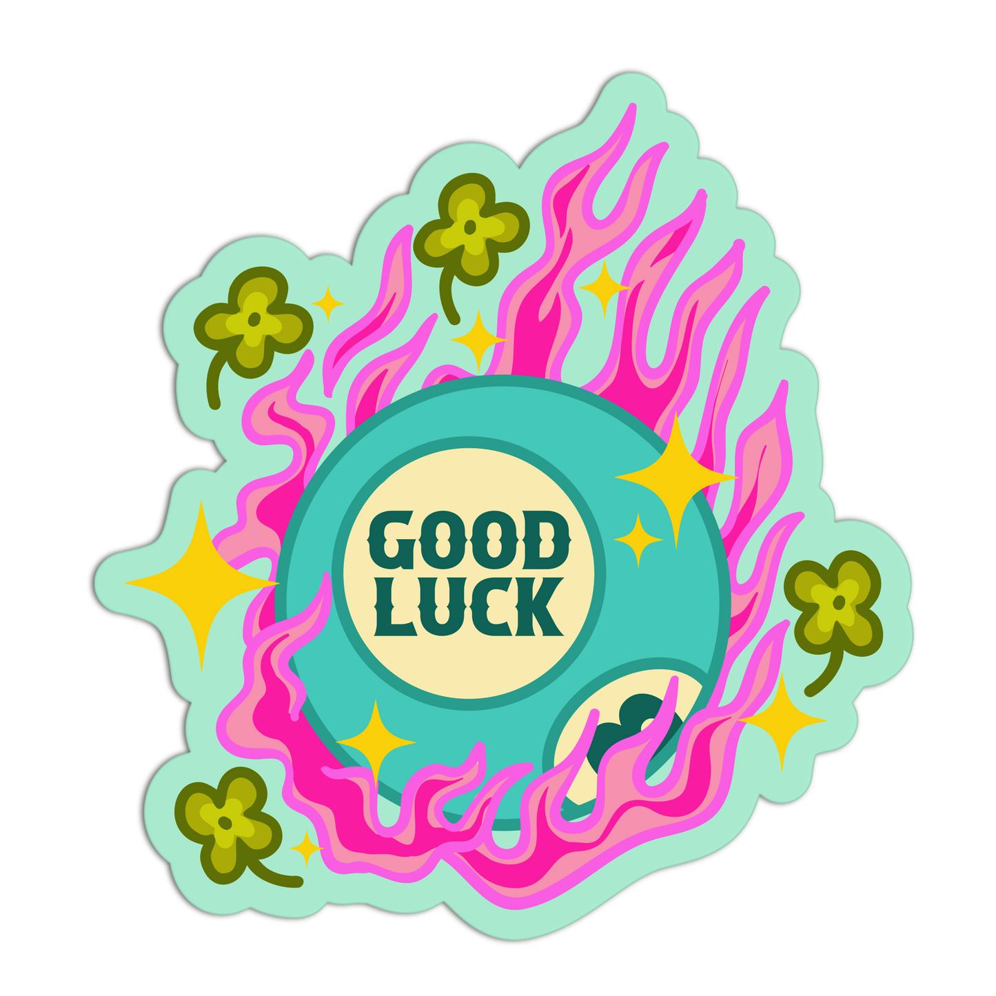 Flaming Fortune-Ball Girlie Gambling Stickers
