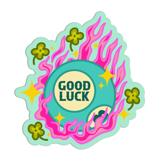 Flaming Fortune-Ball Girlie Gambling Stickers