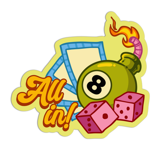 Explosive 8-Ball All-In Girlie Gambling Stickers