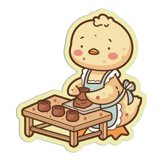 Little Chick Pottery Wheel Glazing and Decorating Sticker