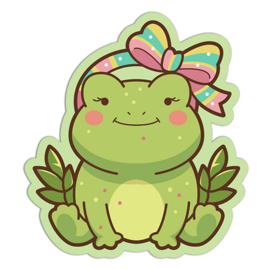 Cute Frog Wearing Studio Bow Glazing and Decorating Sticker