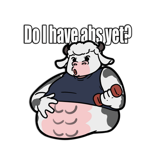 Abs-Checking Cow Gym Animal Stickers