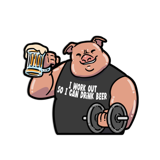 Beer-Loving Pig Gym Animal Stickers