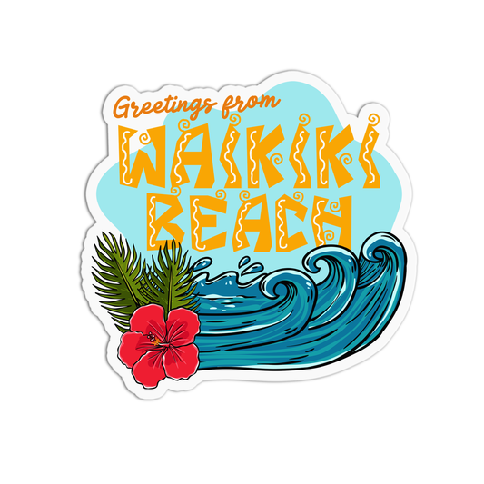 Greetings From Waikiki Beach Hawaiian Stickers