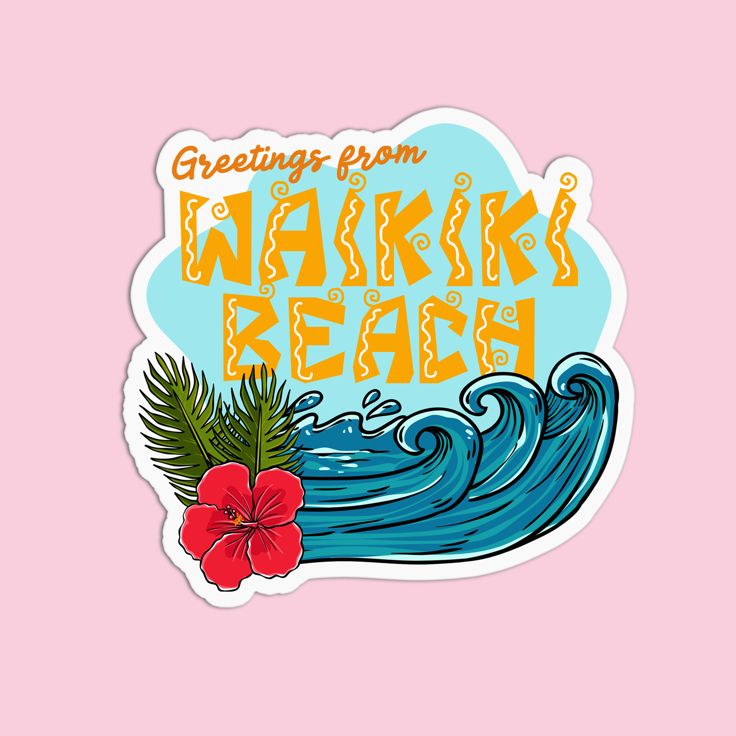 Greetings From Waikiki Beach Hawaiian Stickers