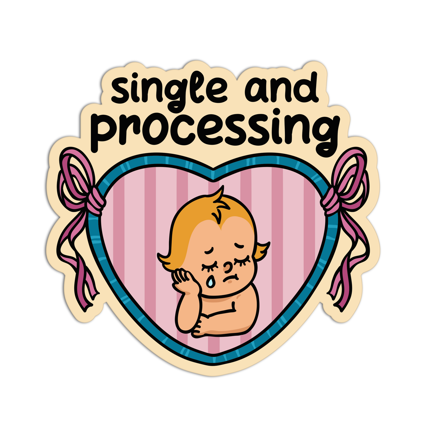 Single Processing Heartbreak Retro Babies Sticker