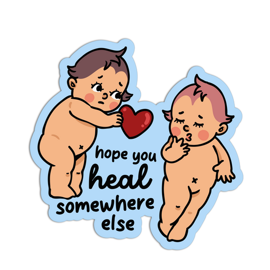 Heal Elsewhere Heartbreak Retro Babies Sticker