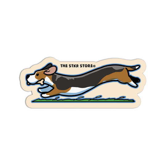Long Beagle Run Dog Stickers