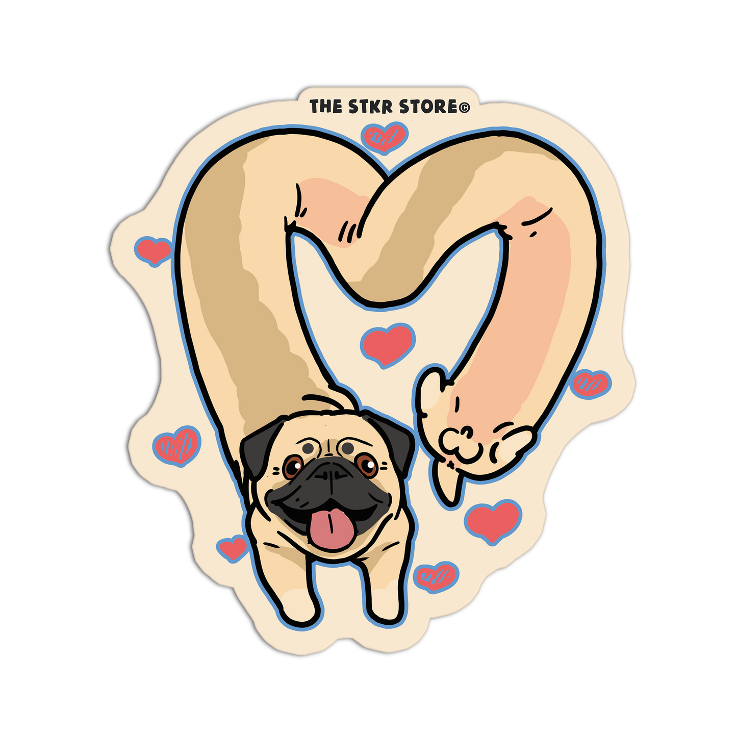 Heart Pug Love Dog Stickers