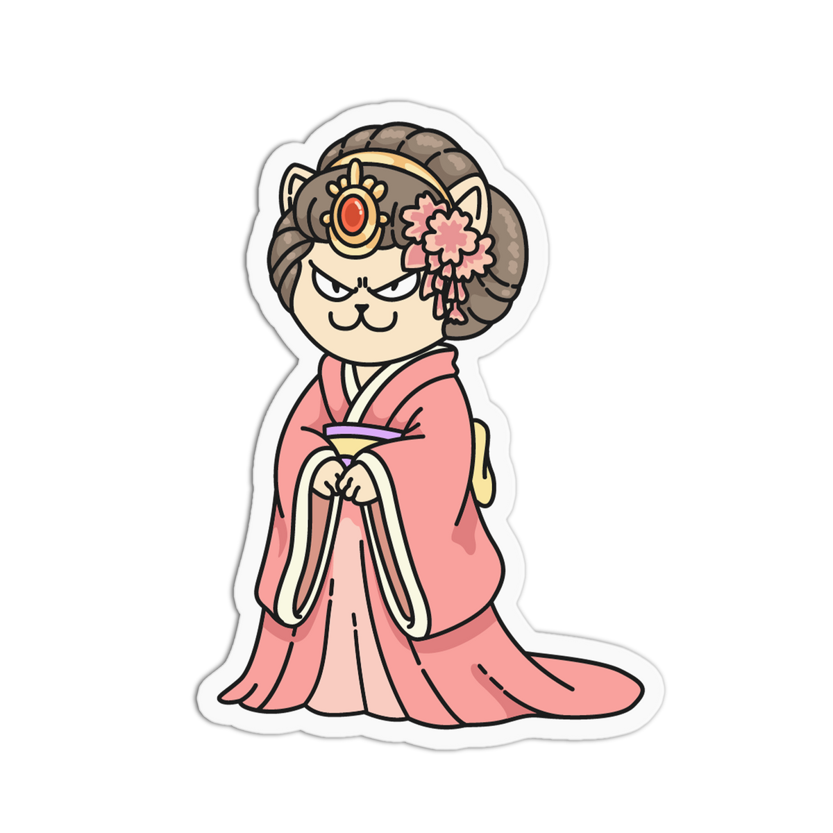 Pink Kimono - Japanese Cat Sticker