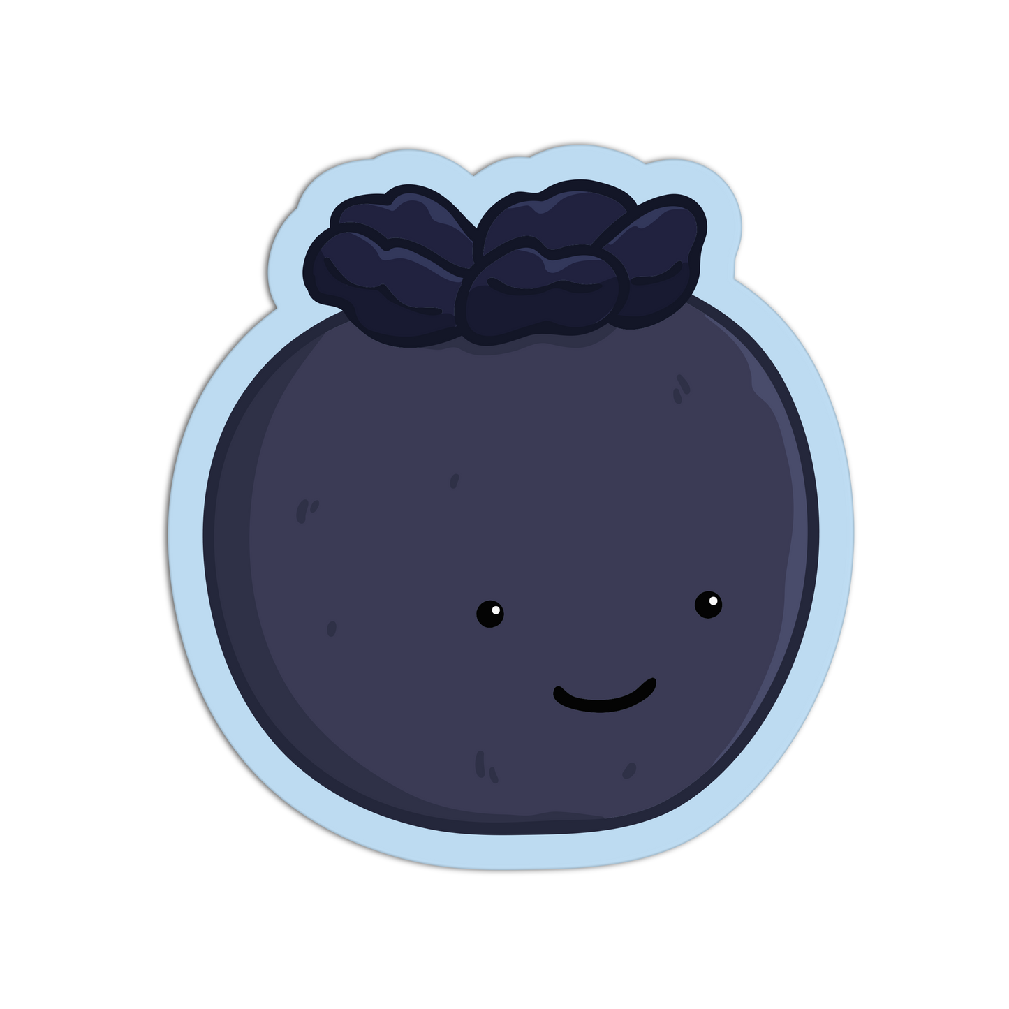 Cartoon blueberry with a smiling face on a white background