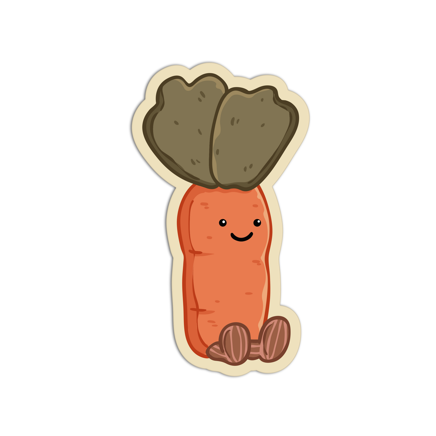 Cartoon carrot with a smiling face on a white background