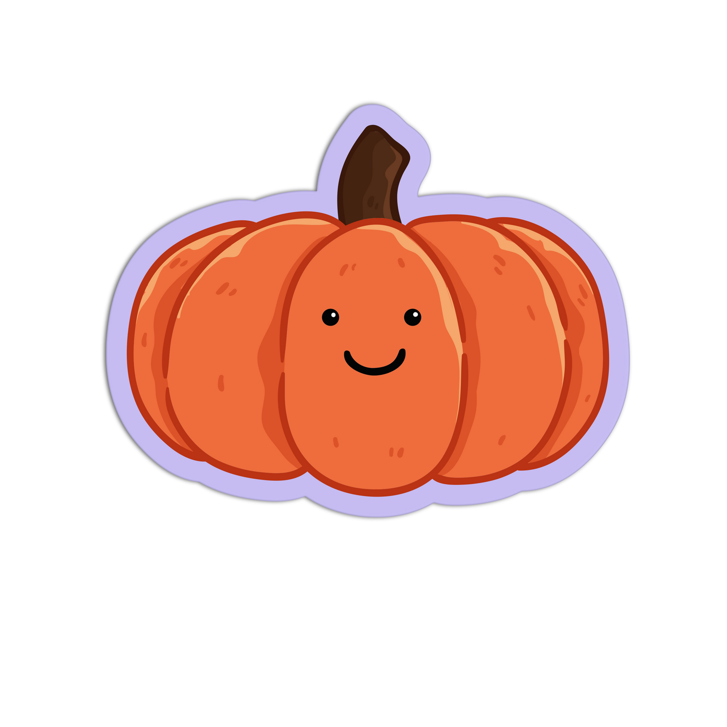 Cartoon pumpkin with a smiley face on a white background