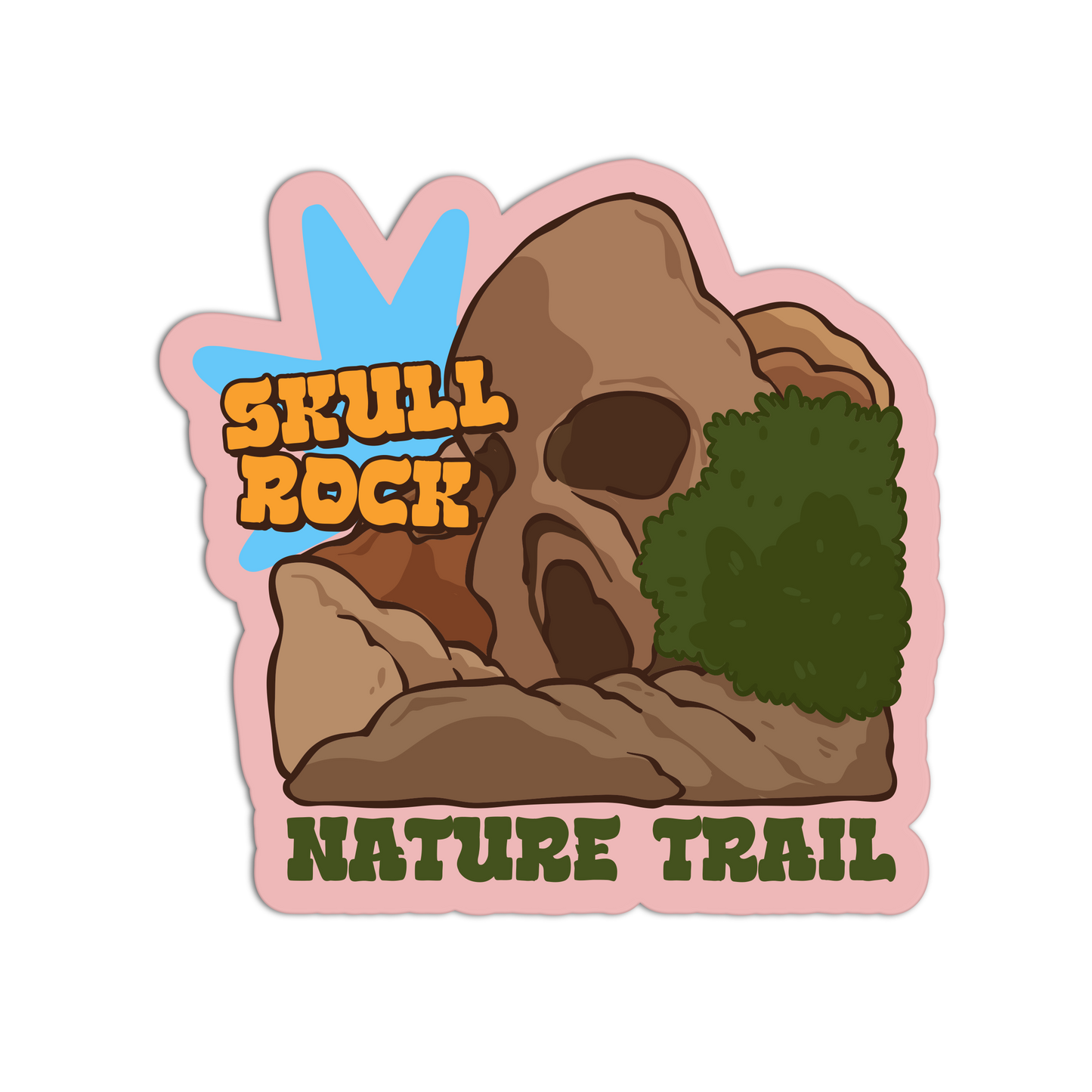 Sticker with a skull design and 'Skull Rock Nature Trail' text on a white background