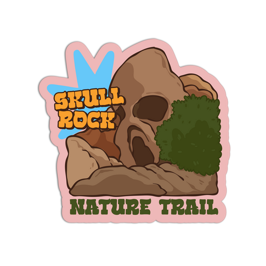 Sticker with a skull design and 'Skull Rock Nature Trail' text on a white background