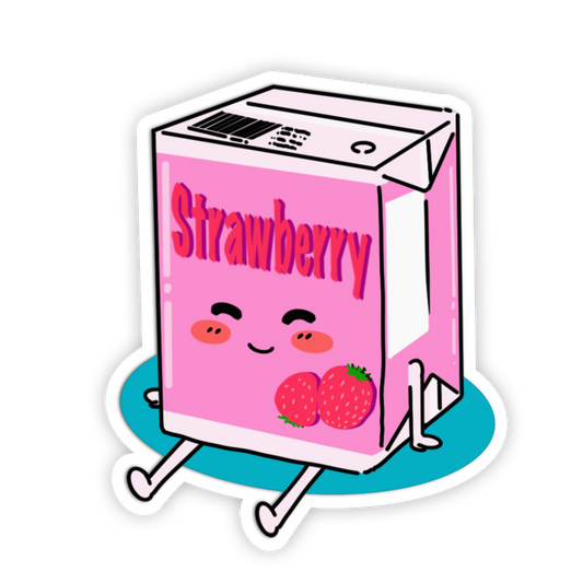 Happy Strawberry Milk - Juice Box Stickers