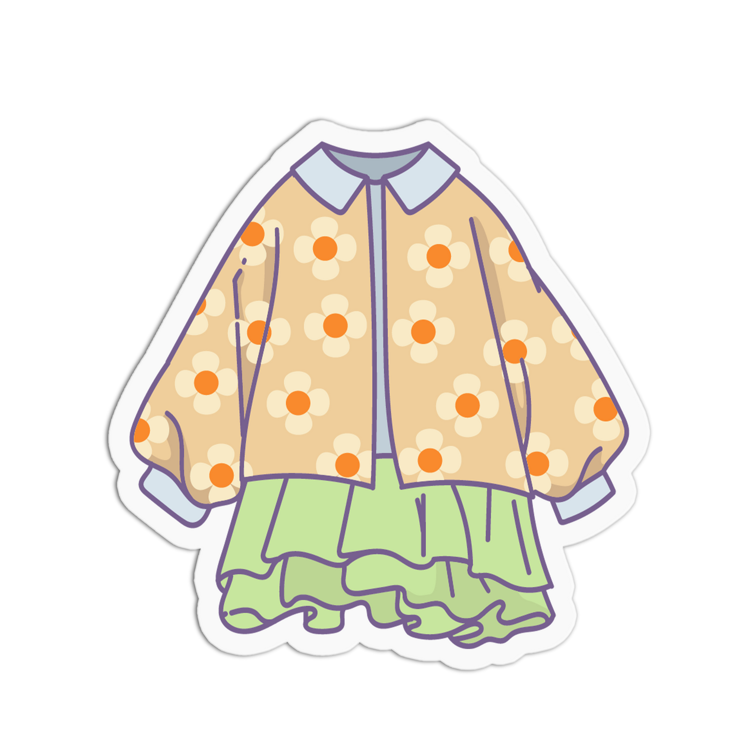 Floral Layered Skirt Kawaii Clothes Sticker