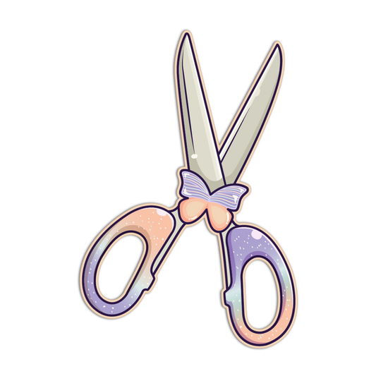 Pink Pastel Butterfly Kawaii Scissors Sticker