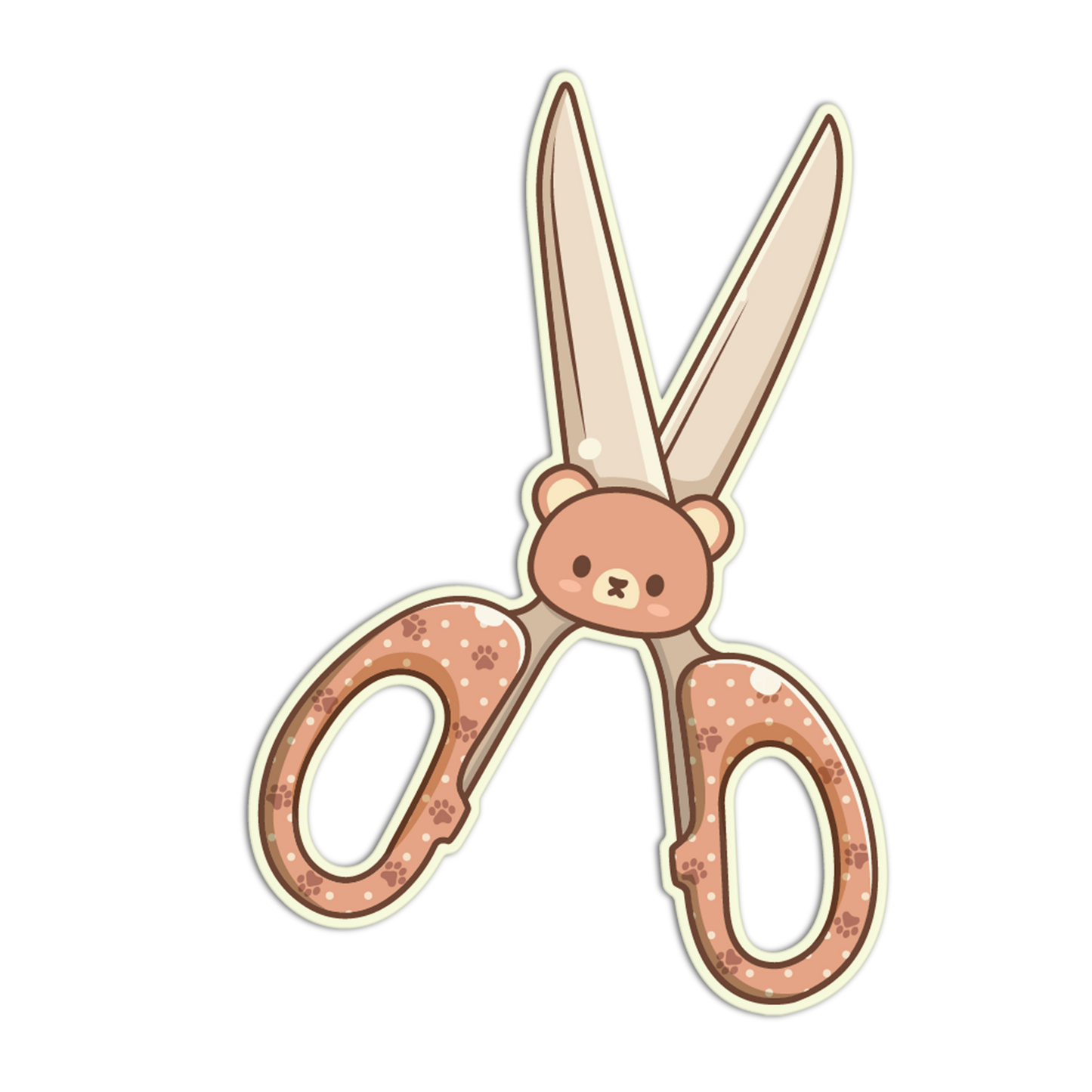 Scissors with a bear-shaped handle on a white background