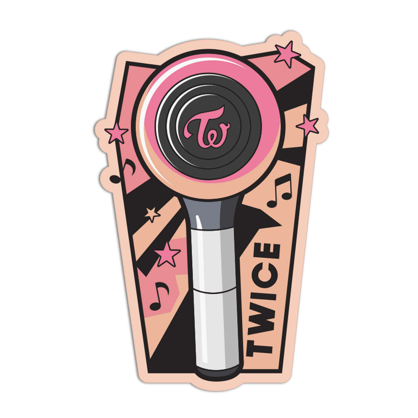Sticker of a makeup brush with 'TWICE' branding on a transparent background