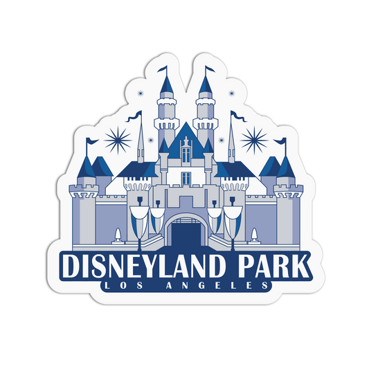 Sticker of Disneyland Park castle with 'Los Angeles' text on a white background